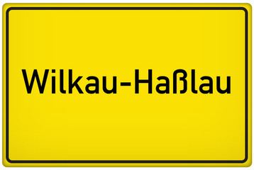 Ortseingangsschild der Stadt Wilkau-Haßlau