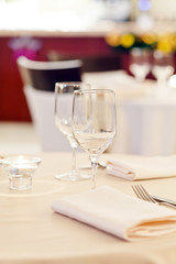 Tables set for meal