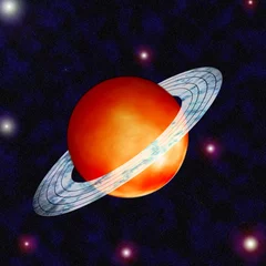 Wandcirkels aluminium Saturnus met ring rond op de ruimte © geargodz
