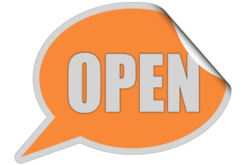 SP-Sticker orange curl oben OPEN