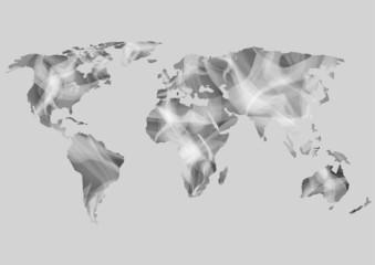 world map looks like smoke - vector