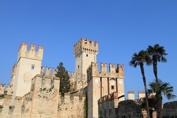Fototapeta premium Castle Scaligero on the shore of Lake Garda, Italy