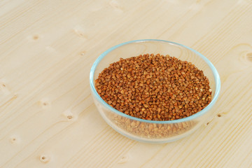 Buckwheat on the wooden table