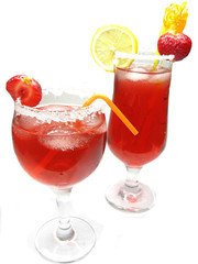 fruit punch cocktail drinks with strawberry