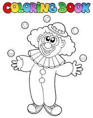 Coloring book with cheerful clown 1