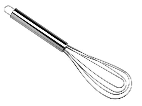 Stainless steel whisk isolated on white background