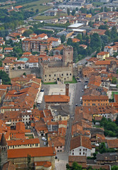 Fototapeta na wymiar panorama with the chess square and the castle