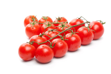 Wet Cherry tomatoes on white