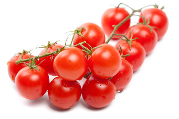 Wet Cherry tomatoes on white