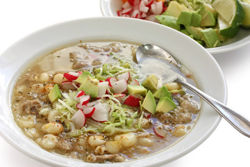 white pozole, mexican soup cuisine