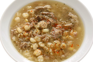 white pozole, mexican soup cuisine