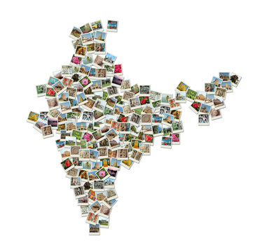 Map of India - collage made of travel photos