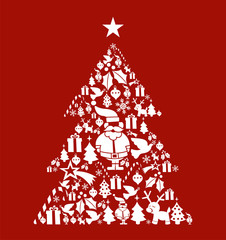 Naklejka na ściany i meble Boże Narodzenie zestaw ikon w kształcie drzewa sosnowego