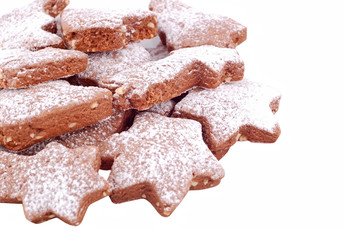 Christmas chocolate cookie, isolated on white background