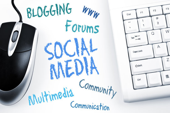 Social Media word scheme and computer keyboard