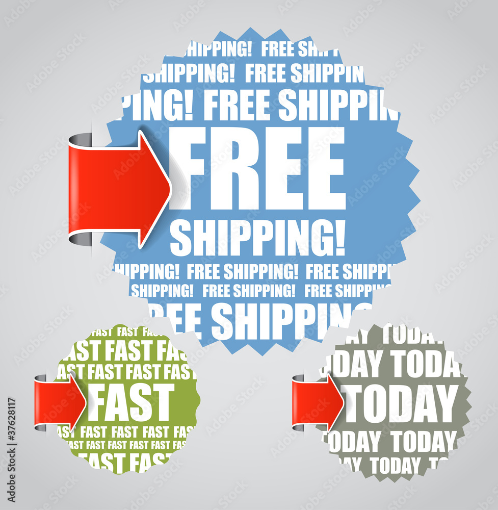 Poster vector labels with accent red arrows