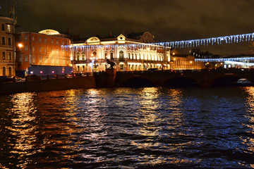 Fototapeta premium Fontanka river at night