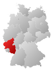 Fototapeta na wymiar Map of Germany, Rhineland-Palatinate highlighted