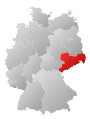 Map of Germany, Saxony highlighted