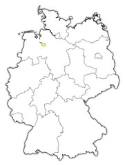 Map of Germany, Bremen highlighted