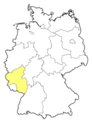 Map of Germany, Rhineland-Palatinate highlighted