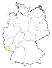 Fototapeta na wymiar Map of Germany, Saarland highlighted
