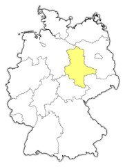 Fototapeta na wymiar Map of Germany, Saxony-Anhalt highlighted