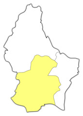 Map of Luxembourg, Luxembourg highlighted