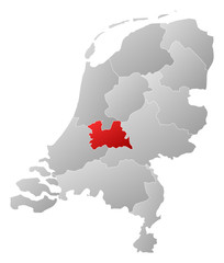 Map of Netherlands, Utrecht highlighted