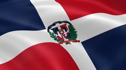 Dominican Republic flag in the wind - obrazy, fototapety, plakaty
