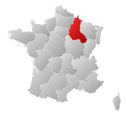 Map of France, Champagne-Ardenne highlighted