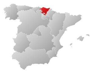 Map of Spain, Basque Country highlighted