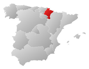Map of Spain, Navarre highlighted