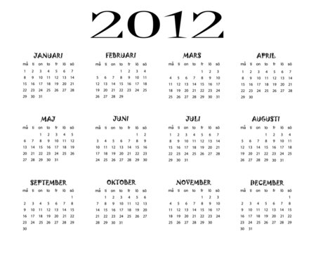 Swedish calendar 2012