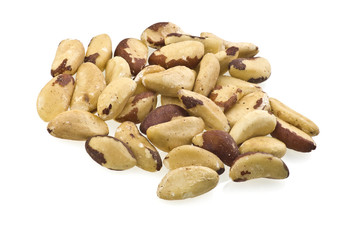 Brazil nuts (Bertholletia excelsa)  close up on white