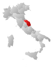 Obraz premium Map of Italy, Marche highlighted
