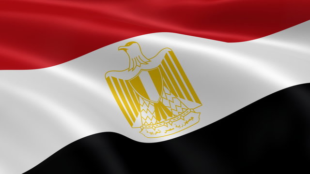 Egyptian flag waving in the wind. Part of a series.