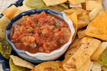 Salsa with vegetable tortilla chips