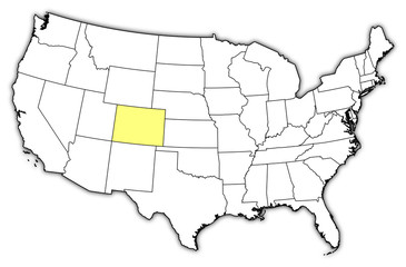 Map of the United States, Colorado highlighted