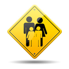 Señal amarilla simbolo familia