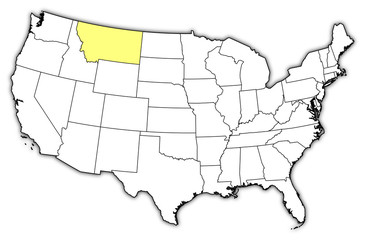 Map of the United States, Montana highlighted