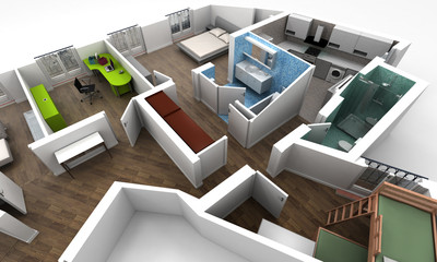 Aerial view of an apartment