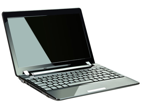 Black netbook isolated on white