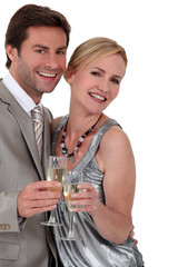 Couple with a glass