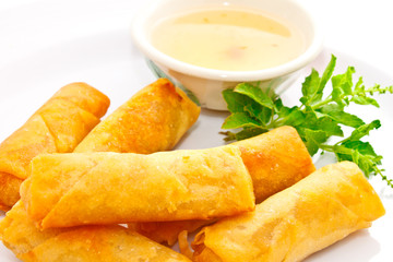 fried springrolls with sweet plum sauce