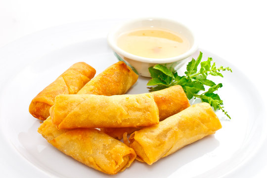 fried springrolls with sweet plum sauce