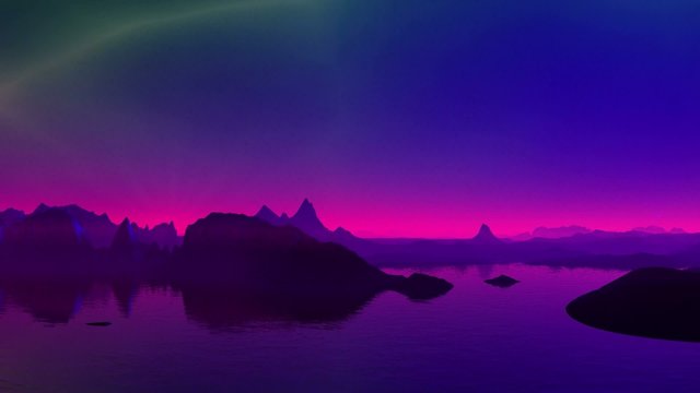 Glow in the sky of a fantastic planet.