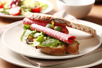Sandwich with salami