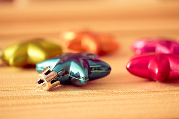 colorful shining Christmas ornaments: tree decorations