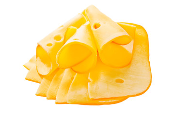Sliced cheese isolated on white background